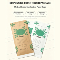Pochette de stockage auto-scellante jetable, pochette de stérilisation à la chaleur sèche haute température, sac de désinfection en kraft pour salon de beauté et de manucure