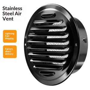 Grille <span class=keywords><strong>d</strong></span>'aération ronde en acier inoxydable noir avec peinture cuite, à embout plat, pour sortie de ventilation et couvercle de grille <span class=keywords><strong>d</strong></span>'échappement - Product Image 1