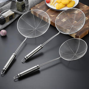 Stainless Steel Strainer Set Long Handle With <b>Hook</b> Multifunctional For Frying Noodle Hot Pot Large Size Anti Scalding - Product Image 3