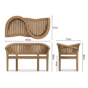Banc de jardin moderne, durable, imperméable, avec coussin, en teck massif - Product Image 3