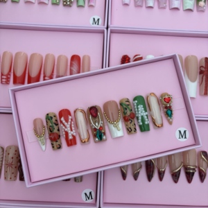 Ongles à presser personnalisés, design sur mesure, <span class=keywords><strong>manucure</strong></span> artistique, couverture complète, ongles faits à la main, ongles en acrylique avec diamants - Product Image 1