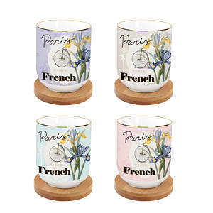 Tasse souvenir personnalisée écologique en porcelaine française <span class=keywords><strong>Paris</strong></span> cadeau touristique conception florale eau café lait tasse avec poignée en <span class=keywords><strong>or</strong></span> - Product Image 4