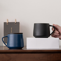 Cadeau Bureau de luxe Tasses à thé en céramique noire mate avec couvercle Blanc