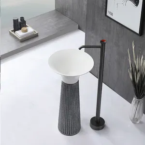 Creazione tendenza vendita a caldo lavandino Free Standing in ceramica circolare lavabo per lavabo per appartamenti alberghieri