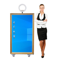 55-Zoll-Glas 49-Zoll-Touchscreen Tragbare Hochzeit Augmented Reality Selfie Magic Mirror Photo Booth Kamera Sofort druck