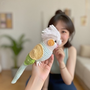 Pappagallo allegro all'uncinetto fatto <span class=keywords><strong>a</strong></span> mano, peluche di supporto emotivo con biglietto positivo, bambola emotiva in uncinetto <span class=keywords><strong>a</strong></span> forma di pappagallo positivo - Product Image 4