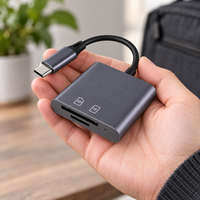 Lecteur de cartes USB C 2 en 1 D2537 pour cartes SD et TF, adaptateur de carte mémoire compact de type C