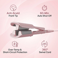 Plancha Onduladora Eléctrica de Cerámica SC6-1013-3 con Revestimiento Glaseado para Volumen y Textura en Cabello Largo, Ondas Suaves, Temperatura Digital, Marca Privada