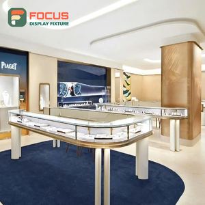 Vitrine en verre de qualité supérieure avec base en bois, cadre en métal, éclairage LED multi-niveaux, design intérieur de salle d'exposition de bijoux en or de haute qualité - Product Image 4