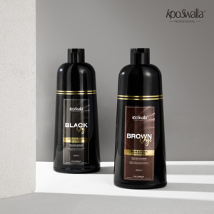 KooSwalla 400ml Argan Oil Hair Dye Shampoo Herbal Chinese Creme Castanho Escuro Fórmula para Uso Permanente da Cor do Cabelo Preto em Casa - Product Image 2