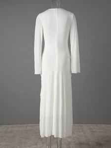 OUDINA Vestidos Largos de Punto Asimétricos de Diseño Exclusivo para Mujer, Nuevo Vestido Maxi Elegante con Detalle Trenzado para Damas - Product Image 4