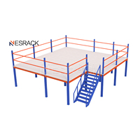 Plateforme industrielle en acier à conception personnalisable, rayonnage multi-niveaux robuste, mezzanine à revêtement poudré pour entrepôt de stockage