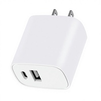 Chargeur mural rapide 20W à double port PD3.0 avec ports USB Type-C, ignifuge, pour montre connectée, écouteurs et téléphone portable