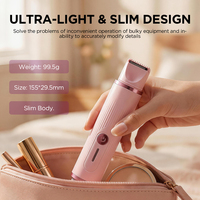 PRITECH Rasoir Stylo 2-en-1 pour Femme, Précision 0,2 mm, Tondeuse Bikini Sans Fil, Épilateur Facial Effaceur de Poils, Rasoir Rouge à Lèvres avec Type-C