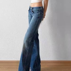 Pantalones Vaqueros de Mujer de Estilo Nuevo, Corte Recto, Tiro Bajo, Vintage, Oversize, Lavados, Holgados, Casuales, Acampanados, 100% Algodón - Product Image 3