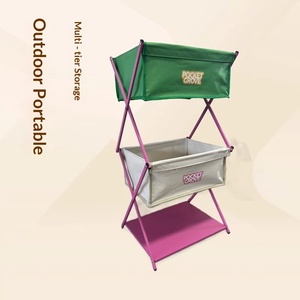 Multi-tier Foldable Storage Rack Portable Toy Organizer Fabric <b>Shelf</b> with Bins for <b>Kids</b> Room Outdoor Camping Home Organization - Product Image 3