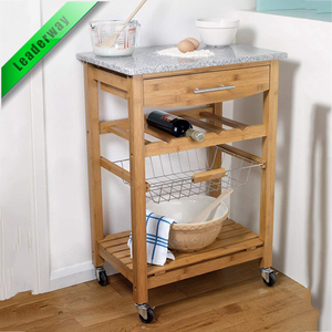 ร้อนขายไม้หินอ่อนด้านบนห้องครัวที่ทันสมัยเกาะรถเข็นที่มี4ล้อ - Product Image 2