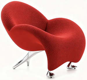 Sillón Moderno de Diseño Escultural Rojo con Tapicería de Tela Tejida y Espuma de Alta Resiliencia, Patas de Aluminio Pulido, Diseño de Lujo - Product Image 4