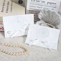 Pochette enveloppe en coton et lin personnalisée avec logo imprimé pour bijoux, accessoires de luxe, ceintures, emballage doux, pochette en mousseline