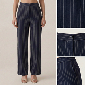 <span class=keywords><strong>Pantaloni</strong></span> Estivi da Donna 2026 in Misto Cotone e <span class=keywords><strong>Lino</strong></span> <span class=keywords><strong>a</strong></span> <span class=keywords><strong>Righe</strong></span>, Gamba Larga, Vita Alta, per Ufficio - Product Image 5