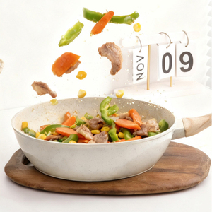 Sartén antiadherente de aluminio de alta calidad de 20/24/26/28 cm con revestimiento de piedra Maifan y mango de madera para cocinas de gas e inducción. - Product Image 2
