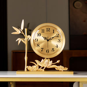 Horloge de <span class=keywords><strong>table</strong></span> analogique en laiton de style chinois, symbole de paix et de prospérité, <span class=keywords><strong>d</strong></span>écoration haut de gamme pour salon avec mouvement des secondes fluide - Product Image 2