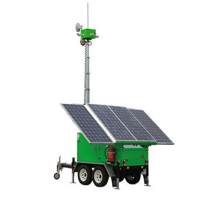 Unité de surveillance solaire sur remorque avec panneaux photovoltaïques motorisés horizontaux et mât télescopique de 9 m (30 pi) alimenté par batterie externe - Product Image 6