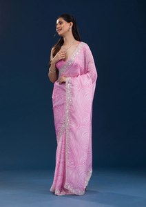 Sari traditionnel indien pakistanais de créateur pour femme, tenue de soirée, tendance, vente en gros, OEM, broderie lourde en filet papillon, lavable - Product Image 3