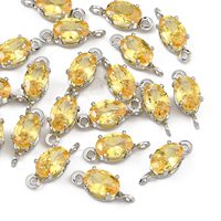 PandaHall SHEGRACE 20 pièces Connecteurs de pendentifs ovales en laiton sans nickel avec zircone cubique pavée