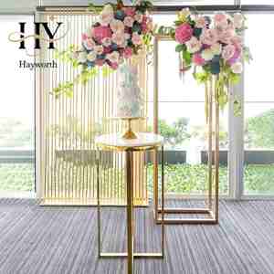 Supporto per Fiori in Ferro Dorato da 2M, Scaffale Geometrico, Colonna per Torte, per Arco Nuziale, Sfondo Metallico per Compleanni - Product Image 3