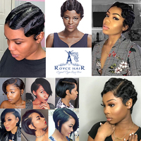 Perruques Courtes Bouclées Bob Pixie Cut pour Femmes, Perruque Brésilienne en Cheveux Humains Double Drawn avec Dentelle Frontale HD 13*4