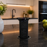 Prise de courant motorisée escamotable intelligente IP44 ABS avec recharge sans fil pour cuisine, courant nominal 10A