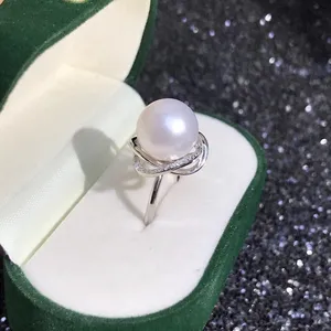 wholesale adjustable 925 sterling silver Freshwater pearl ring setting pearl mountings ring design for women