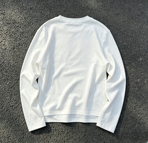 T-shirt à manches longues pour homme, col rond, 100% coton jersey, coupe classique, couleur unie, décontracté, tricoté, blanc - Product Image 2