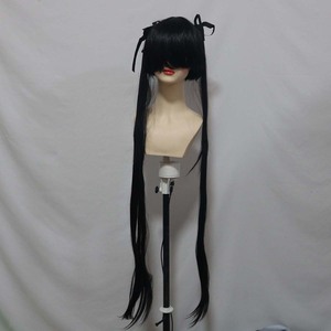 Perruque synthétique longue noire résistante à la chaleur pour cosplay de Nakano Azusa de l'anime K-ON pour femmes AOKG-114 - Product Image 6