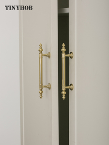 Tinyhob Solid Brass Unique Design in Bright Gold Color Modern Industrial Style Cabinet Refrigerator <strong>Door</strong> Pull Drawer <strong>Knobs</strong> - Product Image 5