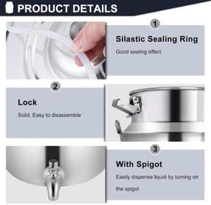 Boîte à lait <span class=keywords><strong>5L</strong></span> 304SS seau à thé boîte à huile en métal épaissie <span class=keywords><strong>avec</strong></span> <span class=keywords><strong>robinet</strong></span> 304ss couvercle scellé et poignée de transport stockage de boissons liquides - Product Image 3