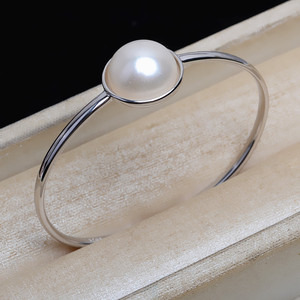 Brazalete de Plata de Ley S925 Wenchi con Base Plana, Accesorio para Perlas de 15 mm, Bandeja Vacía para DIY, 5264, Pulseras y Brazaletes de Perlas, China - Product Image 1