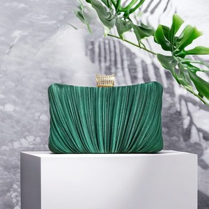 <b>Hot</b> Sale Creative Multi Color Sweet Lady Pleated Satin Clutch Evening Party Shoulder <b>Bag</b> Banquet Dress Cheongsam Handbag - Product Image 1