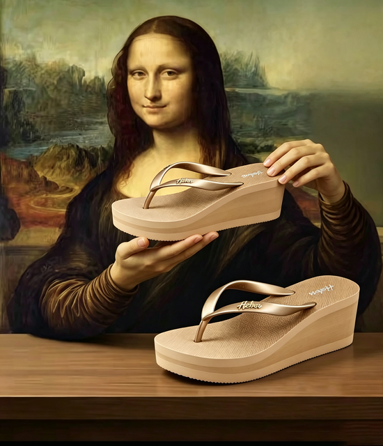 Beach EVA Ladies Slippers Wedge 8cm High Heeled Flip Flops Comfortable Soft Rubber Women Slippers