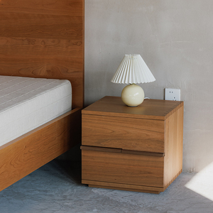 Shan Woji Solid Wood Japanese Style Bedroom Nightstand with Drawer and <b>Storage</b> Cabinet Home Furniture Made in China Model WUJI - Product Image 3