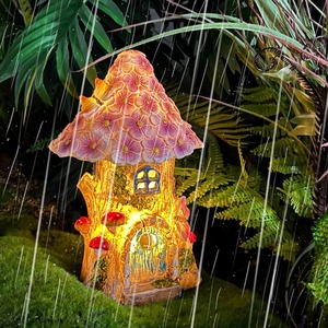 Lampe décorative solaire pastorale décoration ambiante en résine maison d'arbre lumineuse pour décoration de cour de voie extérieure pour déco de pelouse de patio - Product Image 3