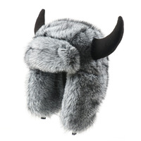 Divertido Sombrero Vikingo con Cuernos, Gorro de Lujo con Orejeras de Piel Sintética, Cálido y Cortavientos para Invierno, Estilo Nórdico Ushanka, Novedoso Sombrero Ruso, Proveedor de Sombreros
