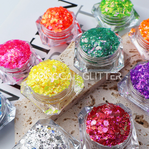 Số lượng lớn thân thiện với môi trường 2oz Túi kháng dung môi cầu vồng màu <span class=keywords><strong>Polyester</strong></span> dập nổi Chunky thủ công hỗn hợp long lanh - Product Image 4