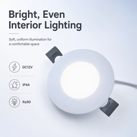 Plafonnier encastré RV 12V, lampe LED plate ultra-mince 7mm pour camping-car, éclairage intérieur de toit de motorhome