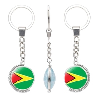 233 pays Design drapeau rotatif porte-clés drapeau national du pays porte-clés Promotion cadeau filature verre dôme Cabochon porte-clés
