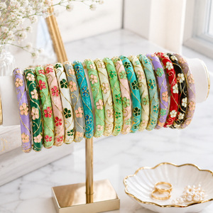 Wholesale Chinese Style Travel Gift Color Drop Spring Open <b>Bracelet</b> Peony Cloisonne Ladies Vintage Enamel Bangles for Gift Party - Product Image 1