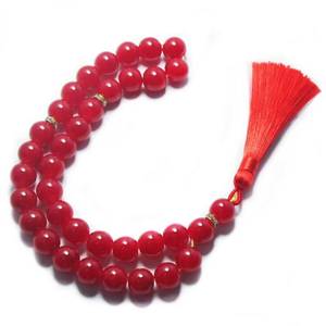 YASEEN Tasbih ethnique en agate artificielle à motif veineux multicolore, 12 mm, 33 perles, élégant et économique, pour la prière islamique - Product Image 1