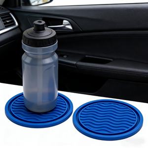 แผ่นรองแก้วซิลิโคนทรงกลมกันลื่นสำหรับรถยนต์ ขายดี ใช้ได้กับที่วางแก้วในรถยนต์ทุกประเภท - Product Image 2