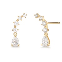 Nouveauté Gemnel - Boucles d'oreilles en argent sterling 925 plaqué or avec zircons pavés en forme de croissant de lune